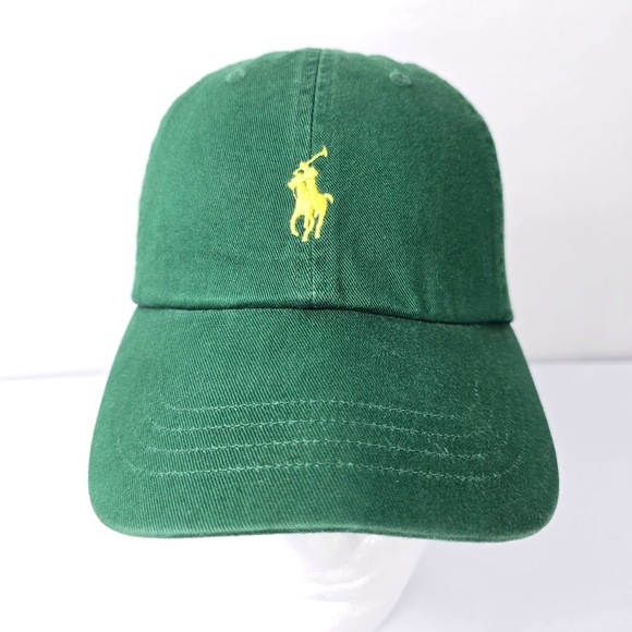Polo Ralph Lauren Other - POLO RALPH LAUREN-  Kelly Green Adjustable Buckle Strap Hat Yellow Polo Pony